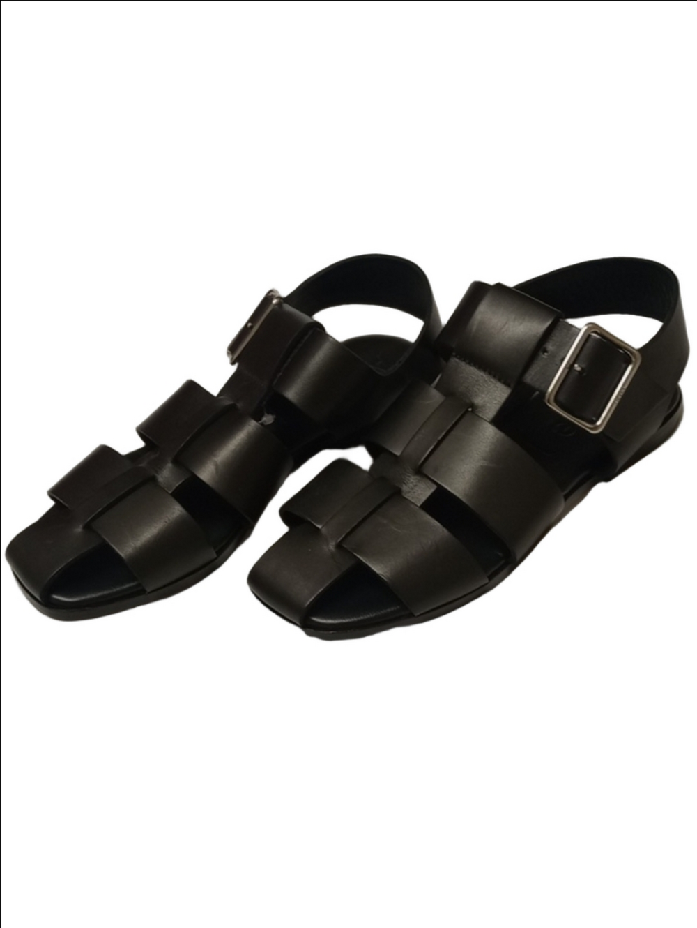 🆕 AEYDE BLACK FISHERMAN ITALIAN CALF LEATHER STRAPS BUCKLE SANDALS